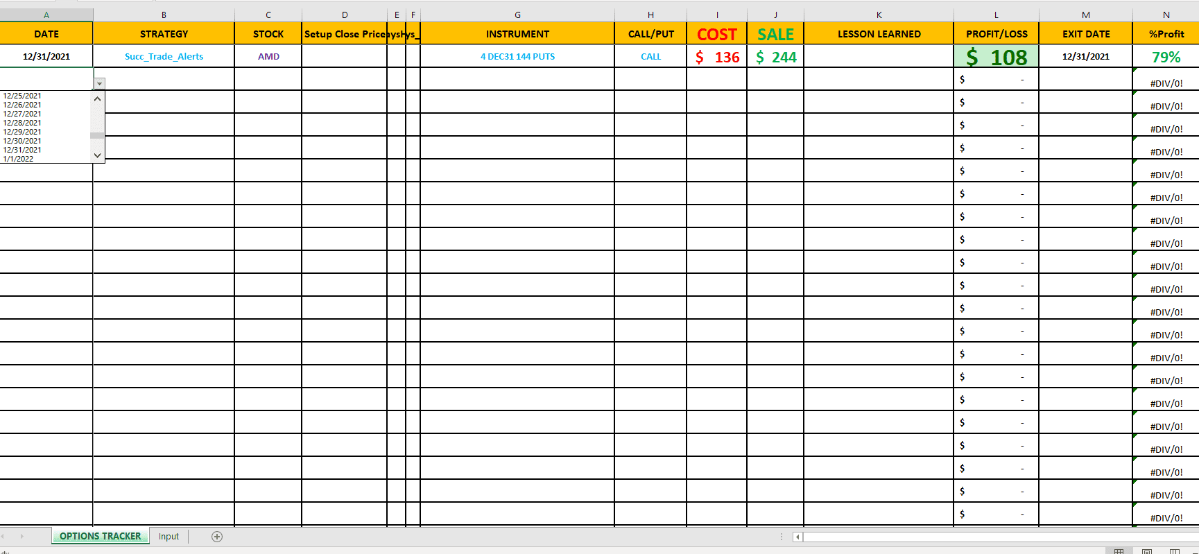 Options Trading Excel Template Free Downloads 3043